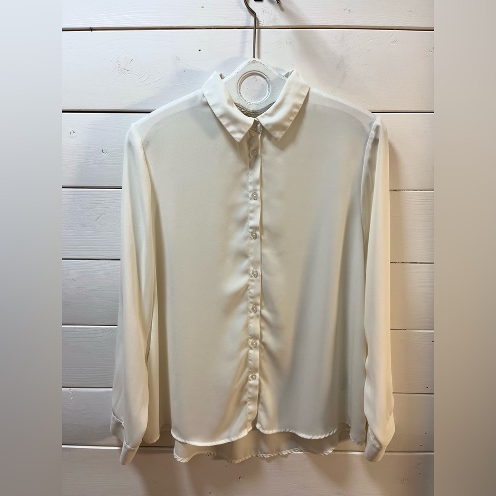 La redoute Ivory Button-Front Blouse – Size 48 FR – NWOT